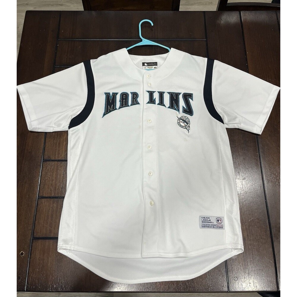 Vintage Florida Marlins True Fan MLB Baseball Jersey White Sewn Men's Size Large